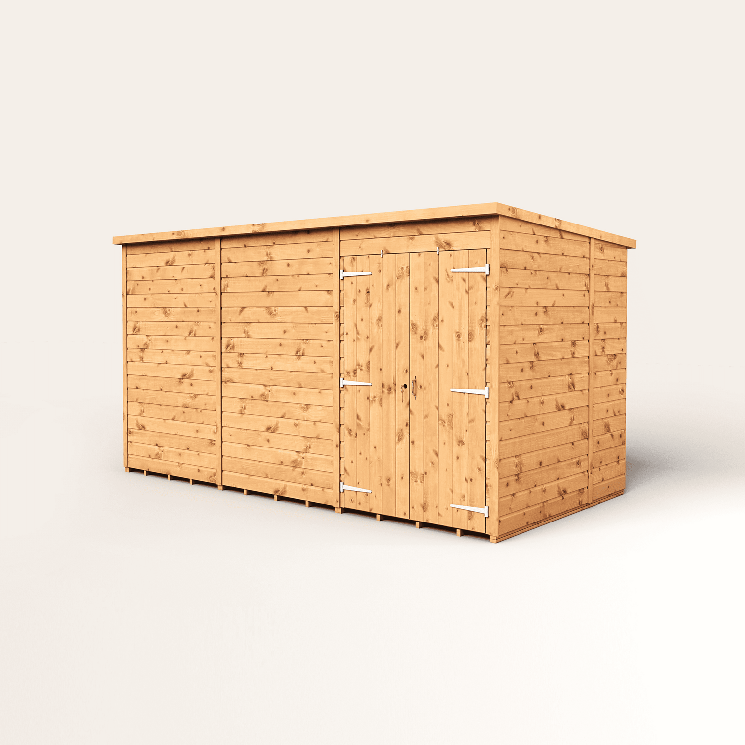 Empire 12x6 Modular Pent Garden Shed with a Double Door - Brown