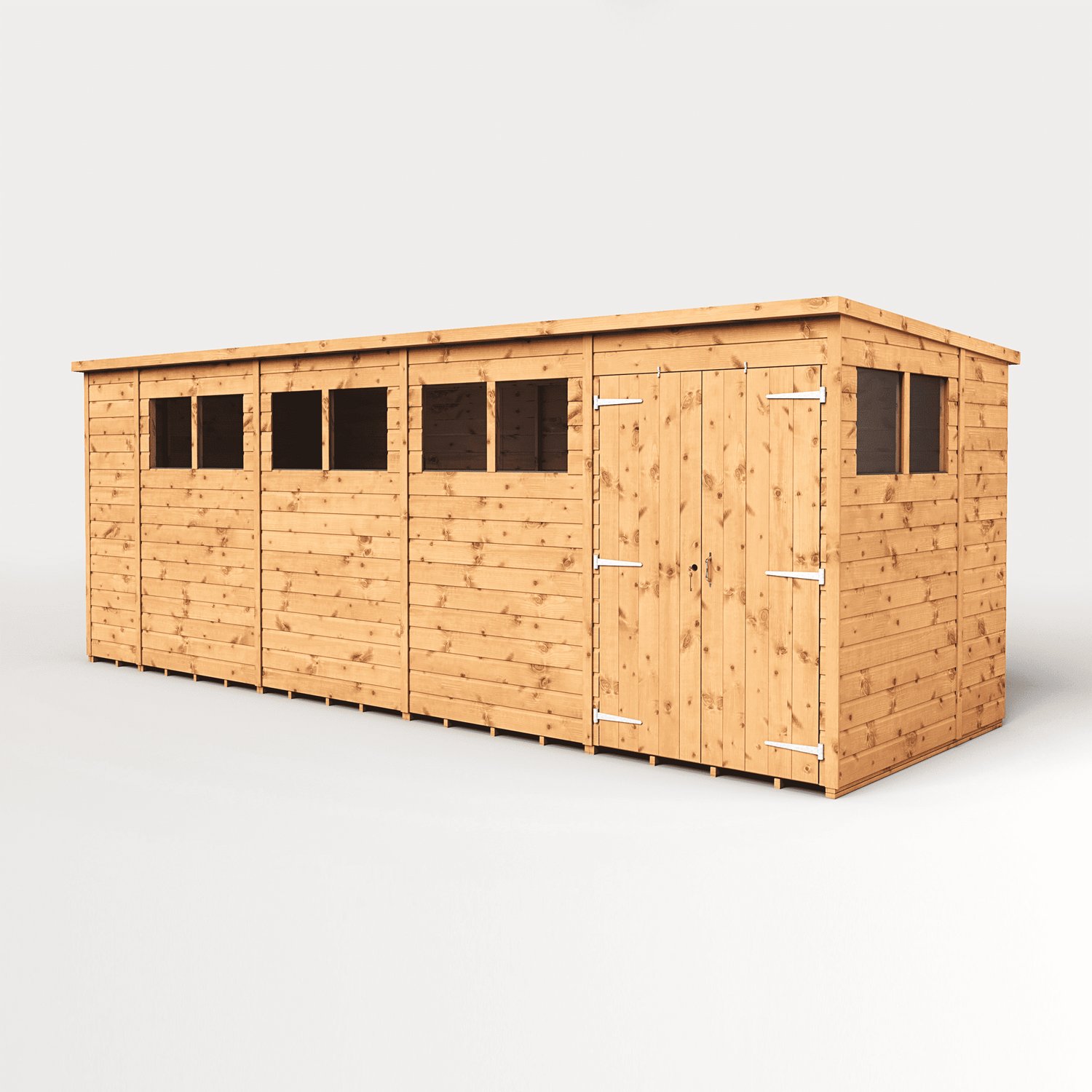 Empire Sheds Empire 18X6 Modular Pent Garden Shed With A Double Door & Windows - Brown