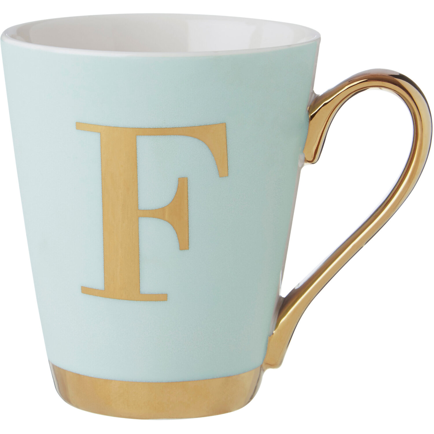 Mimo Green Frosted Deco F Letter Monogram Mug. - Green
