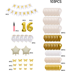 Lifeideas 103-Piece 16th Birthday Balloon Decorations Set