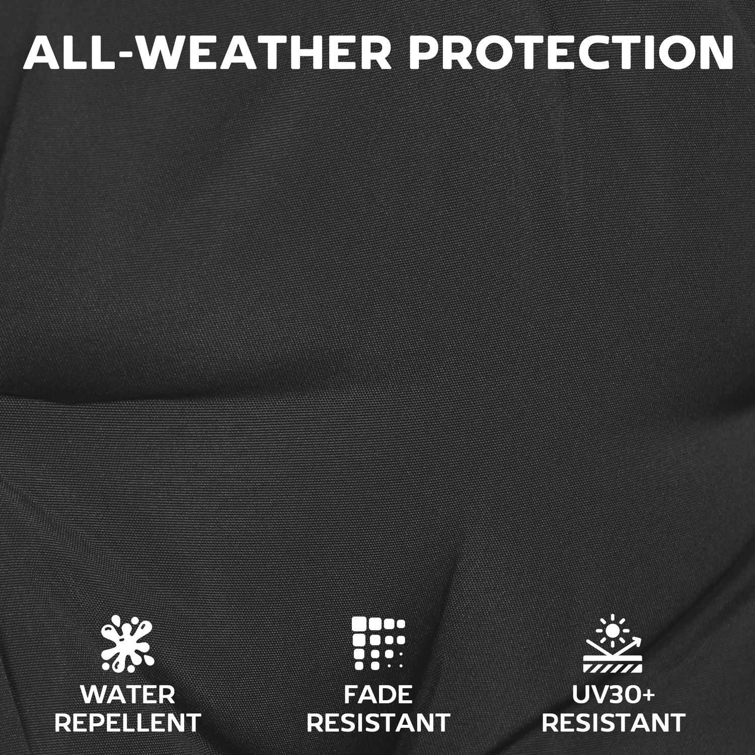 Rackhams Black 2Pcs Garden Chair Cushions, Waterproof Seat Pads - Image 4
