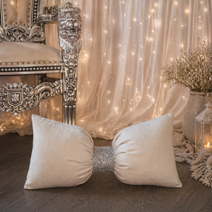 Medium Plush Velvet Bow Cushion