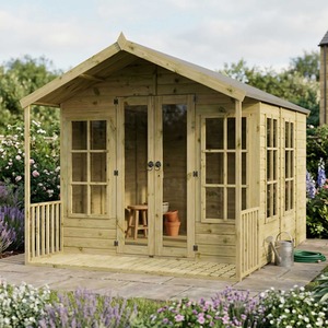 10ft x 8ft Wooden Summerhouse with Veranda Apex Roof