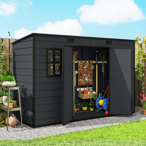 Outsunny 10 x 4 ft Plastic Garden Shed with Floor, Lockable Doors