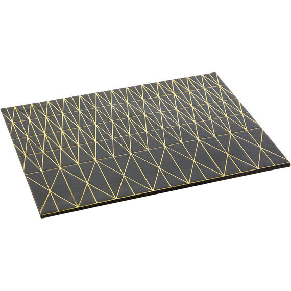 Geome Set of 4 Leather Effect Black and Gold Prism Placemats