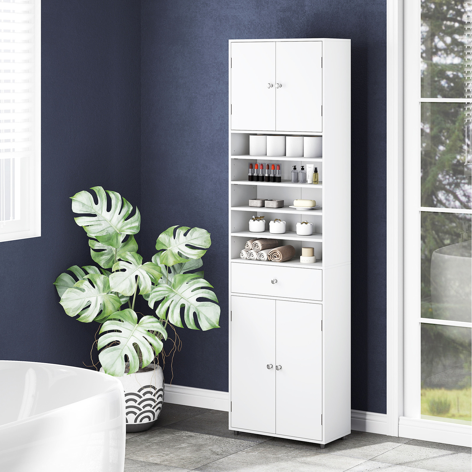 Laundry Room Tall Cabinet - White