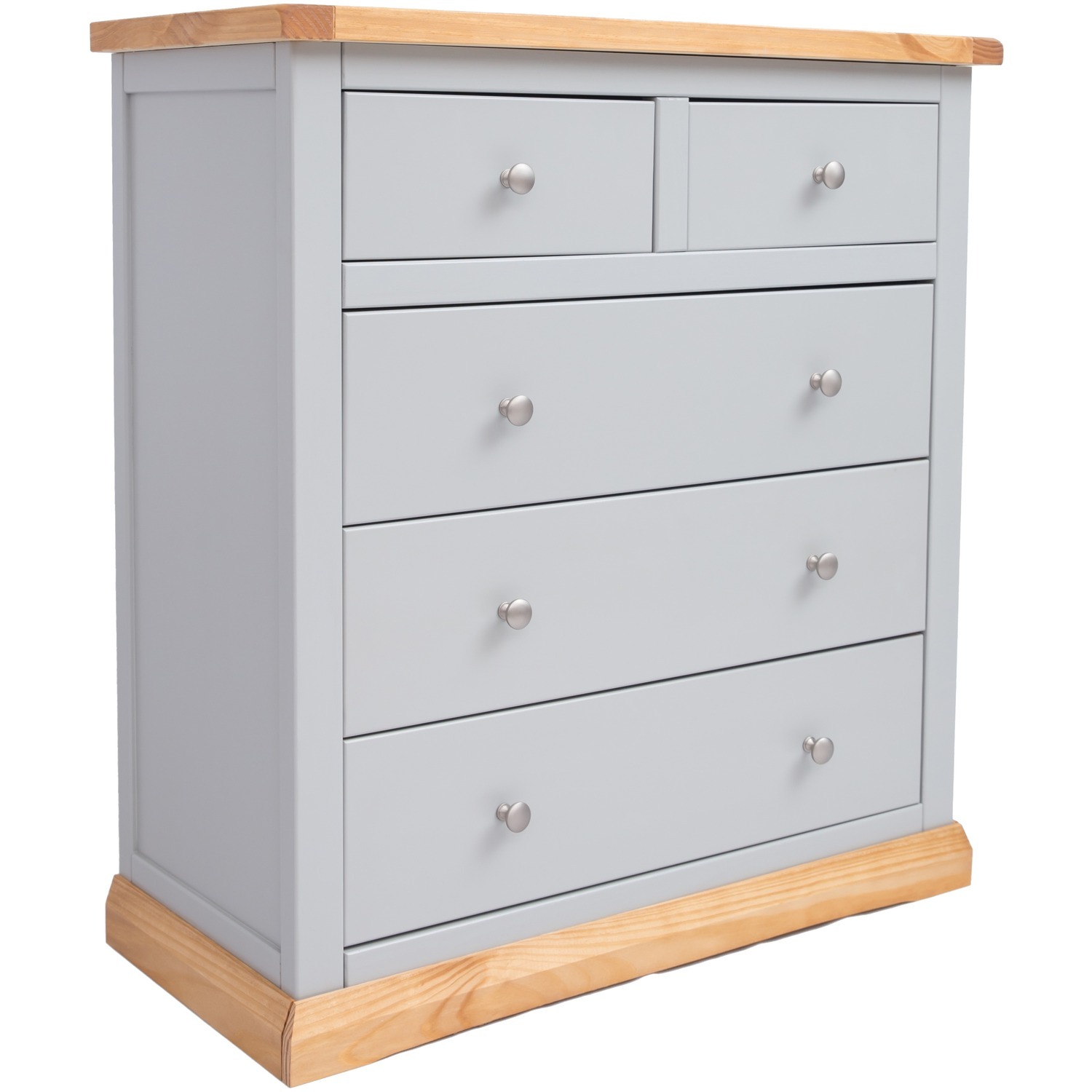 Cabinet Bits Bomporto 2 Over 3 Drawer Chest - Grey / Chrome / 24Kg