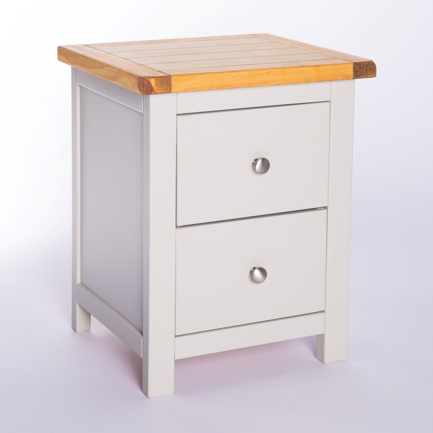Cabinet Bits Argenta 2 Drawer Bedside Cabinet - Grey / Chrome Knob