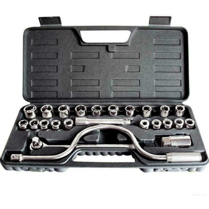 25Pc Socket Set Ratchet Driver Kit Metric SAE Spark Plug Tools Case 1/2 Drive