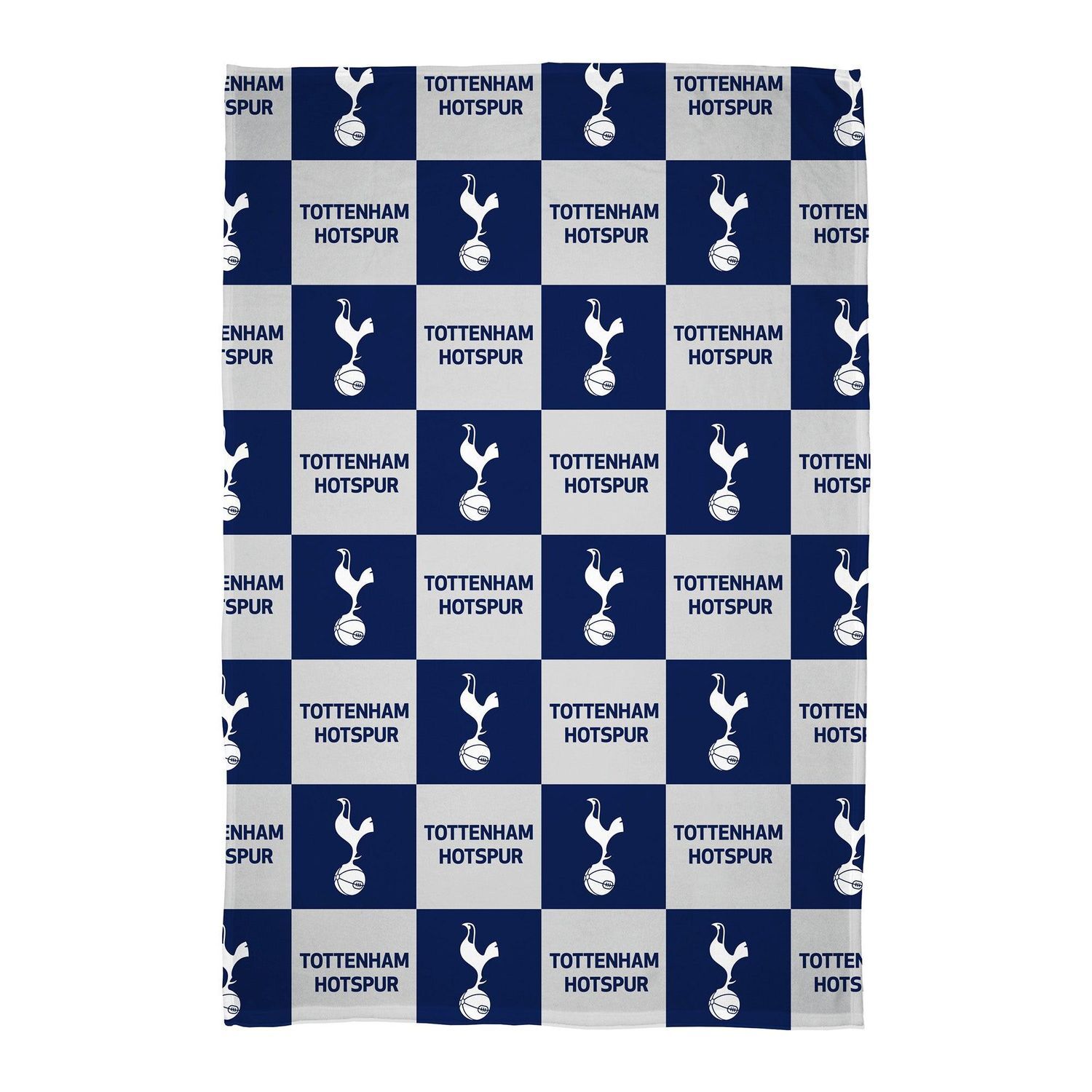 Tottenham Hotspur Fc Polyester Checkered Fleece Blanket - Navy/White