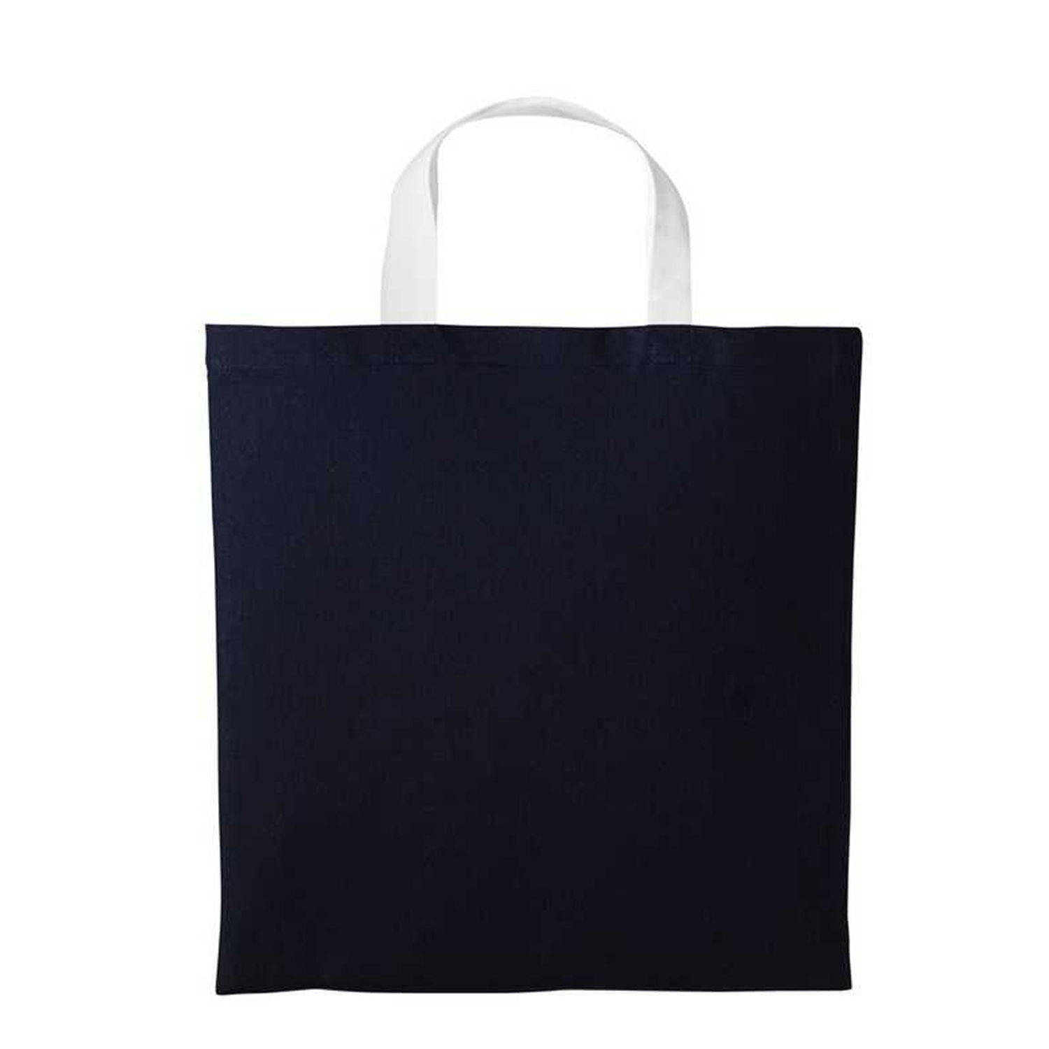 Nutshell Varsity Cotton Shopper Short Handle Tote - Oxford Navy/White