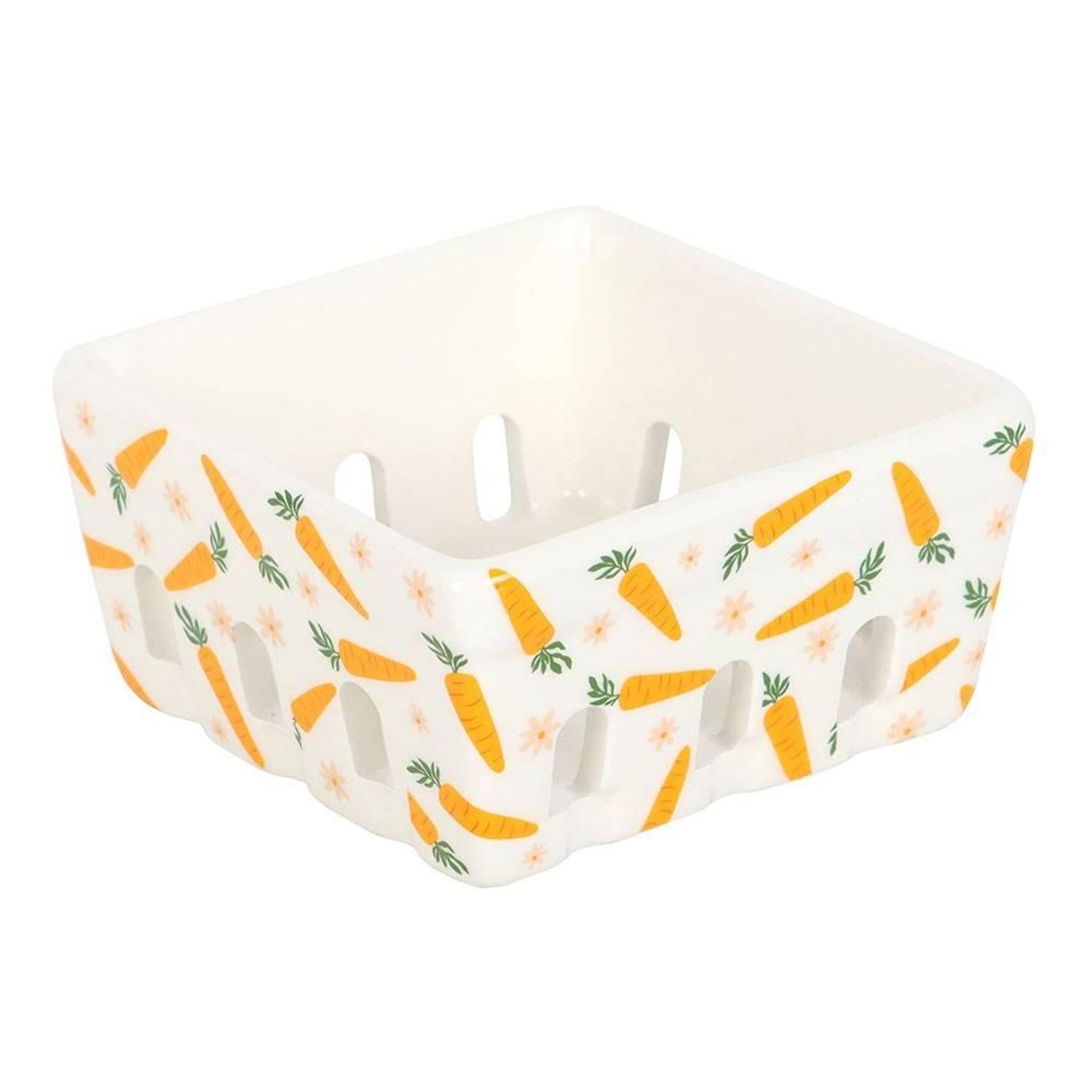 Something Different Carrot Patch Ceramic Basket - White/Orange