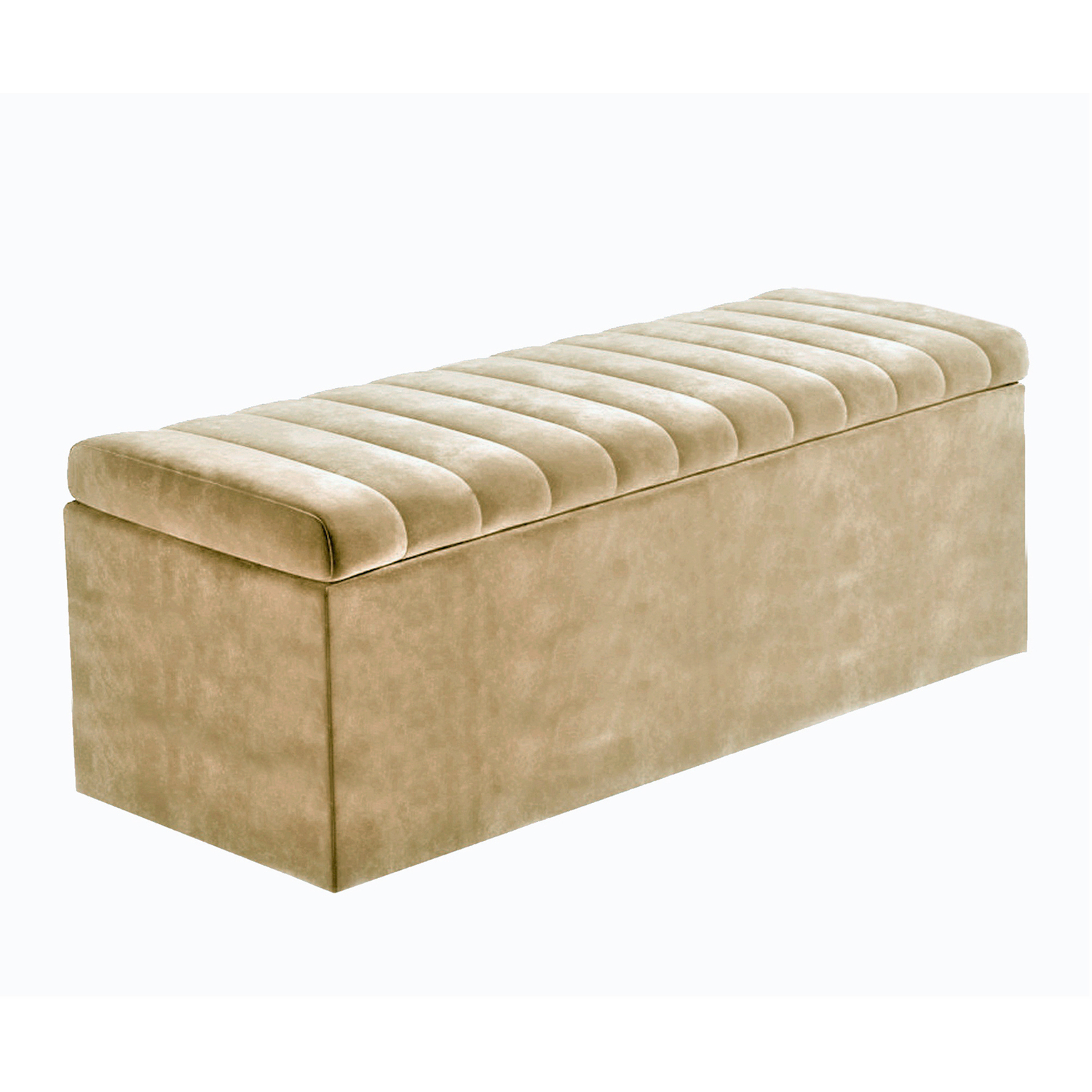 R&M Furnishers Plush Velvet Striped Upholstered Blanket Chest - Mink Plush Velvet
