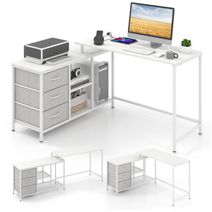 Convertible Home Office Desk with Charging Station