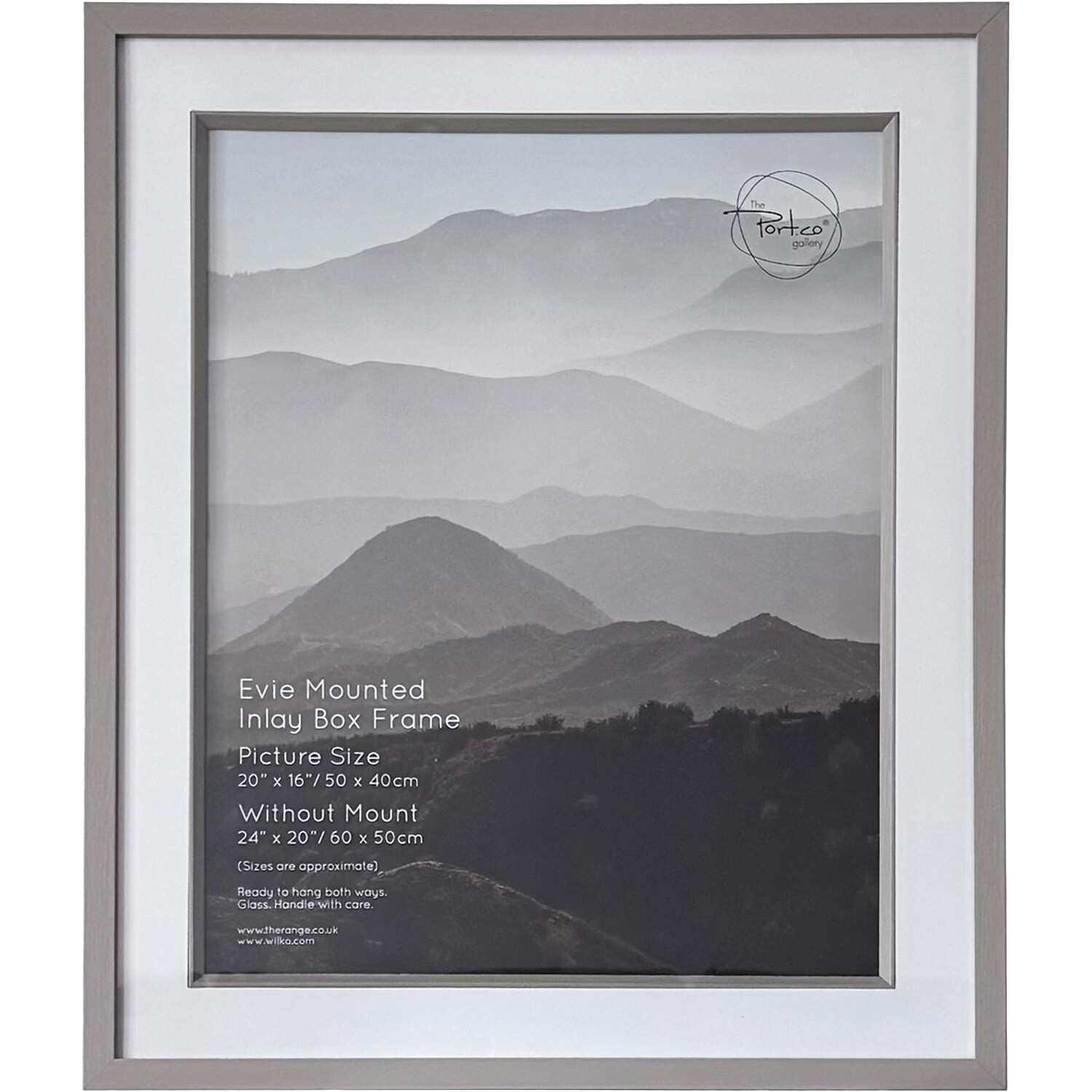 Evie Mounted Inlay Photo Frame - Grey / 20 x 16 inch