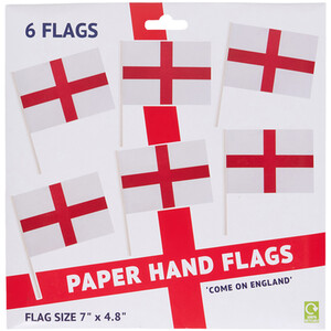 Pack of 6 World Cup 2026 England Hand Flags