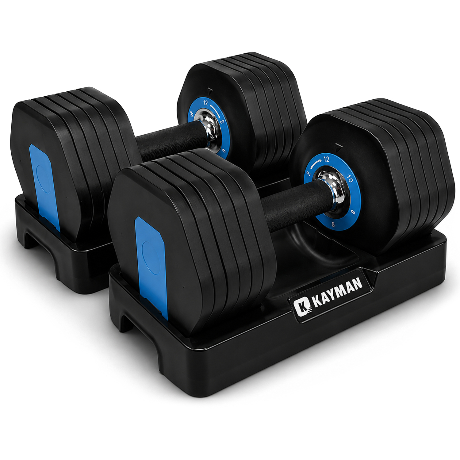 Kayman 24Kg Adjustable Dumbbell Set Pair, 12-In-1 Dial System, Safety Lock, 6 Levels: 2/4/6/8/10/12Kg Per Dumbbell - Image 2