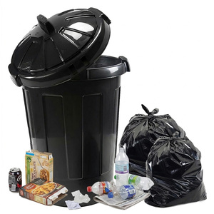 2 x 80L Extra Large Black Plastic Kitchen Garden Waste Storage Bins With Lids