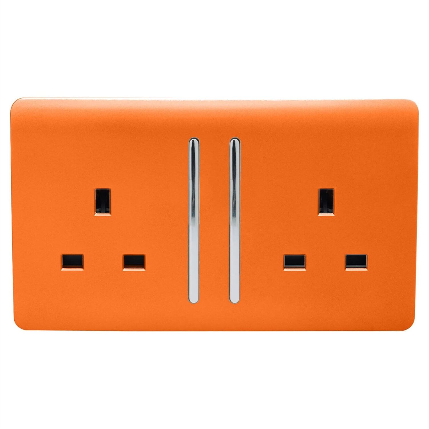 Trendi Switch Orange 2 Gang Long Switched Plug Socket In Sunset - Image 3