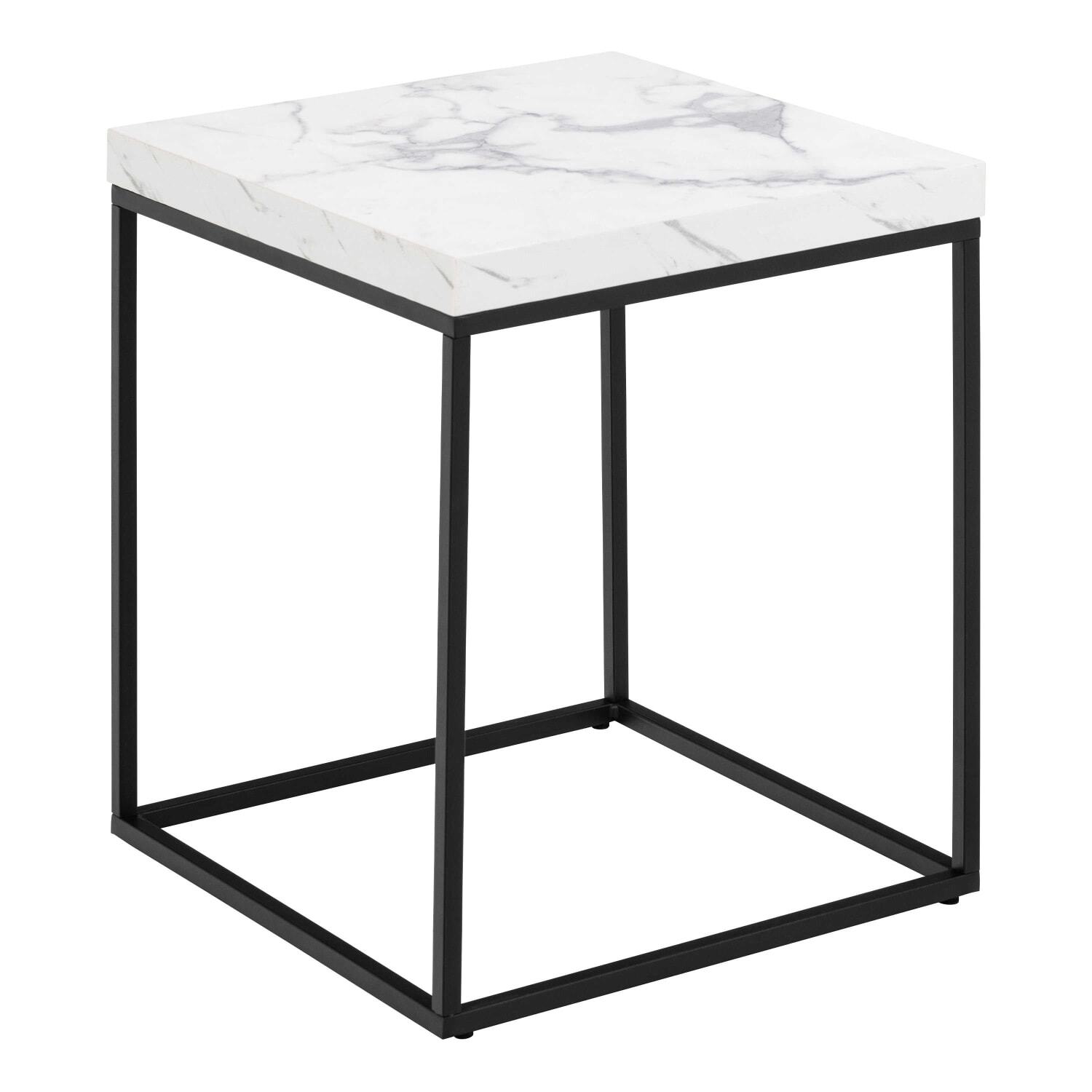 Mable Effect Mdf Hazelmere Square Coffee Table - White Marble-Effect MDF Top, Matte ...