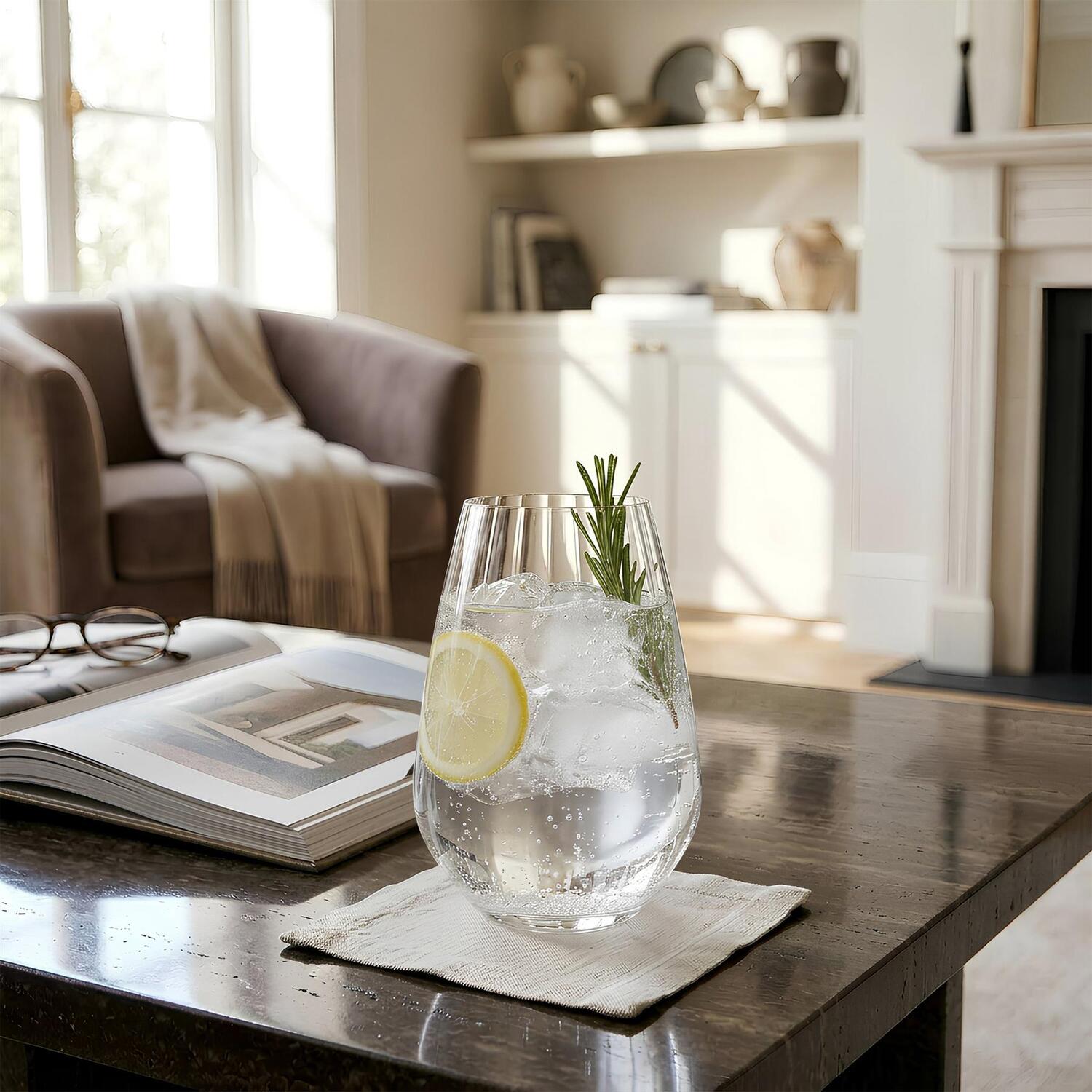 Argon Tableware Kensington Optic Crystal Highball Glasses - 620Ml - Pack Of 6 - Clear