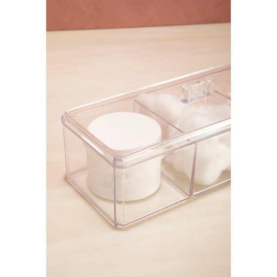 Beauty 3 Compartment Cosmetics Organiser With Lid