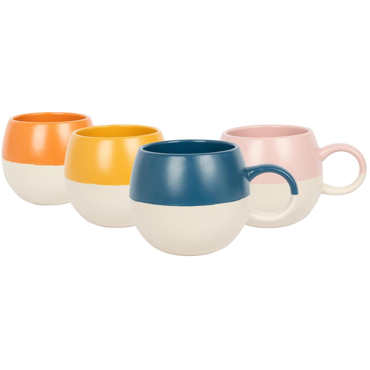 B&Q -  340Ml Dipped Stoneware Mug Set4 Colours Sphere Glazed Coloured Stoneware Latte Tea Cups Colourful Coffee Cups - Image 5