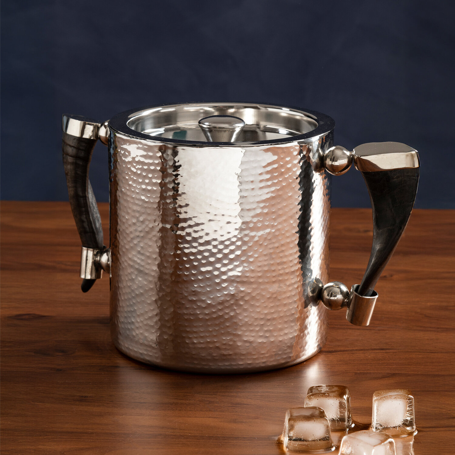 Orsina Mixology Haven Horn Handle Ice Bucket - Silver
