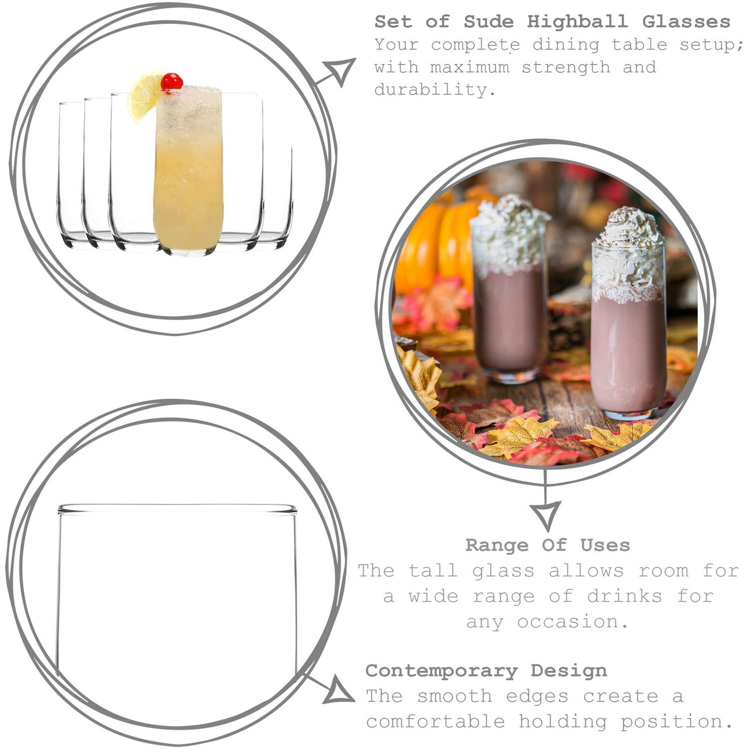 Lav Sude Highball Glasses - 415Ml - Clear - Clear