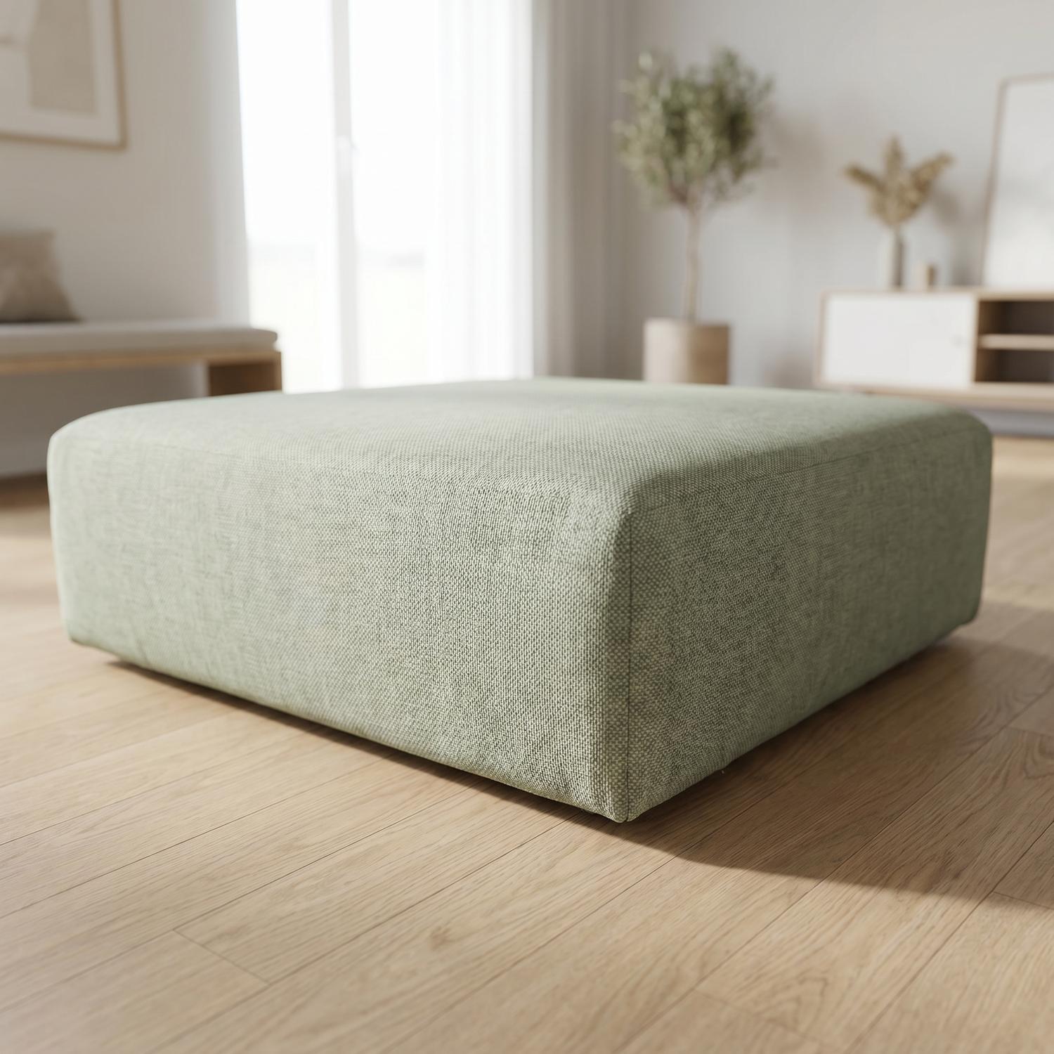 Abakus Direct Tokyo Footstool In Anthracite Grey Basket Weave Fabric With Deep Seat - Natural Bamboo