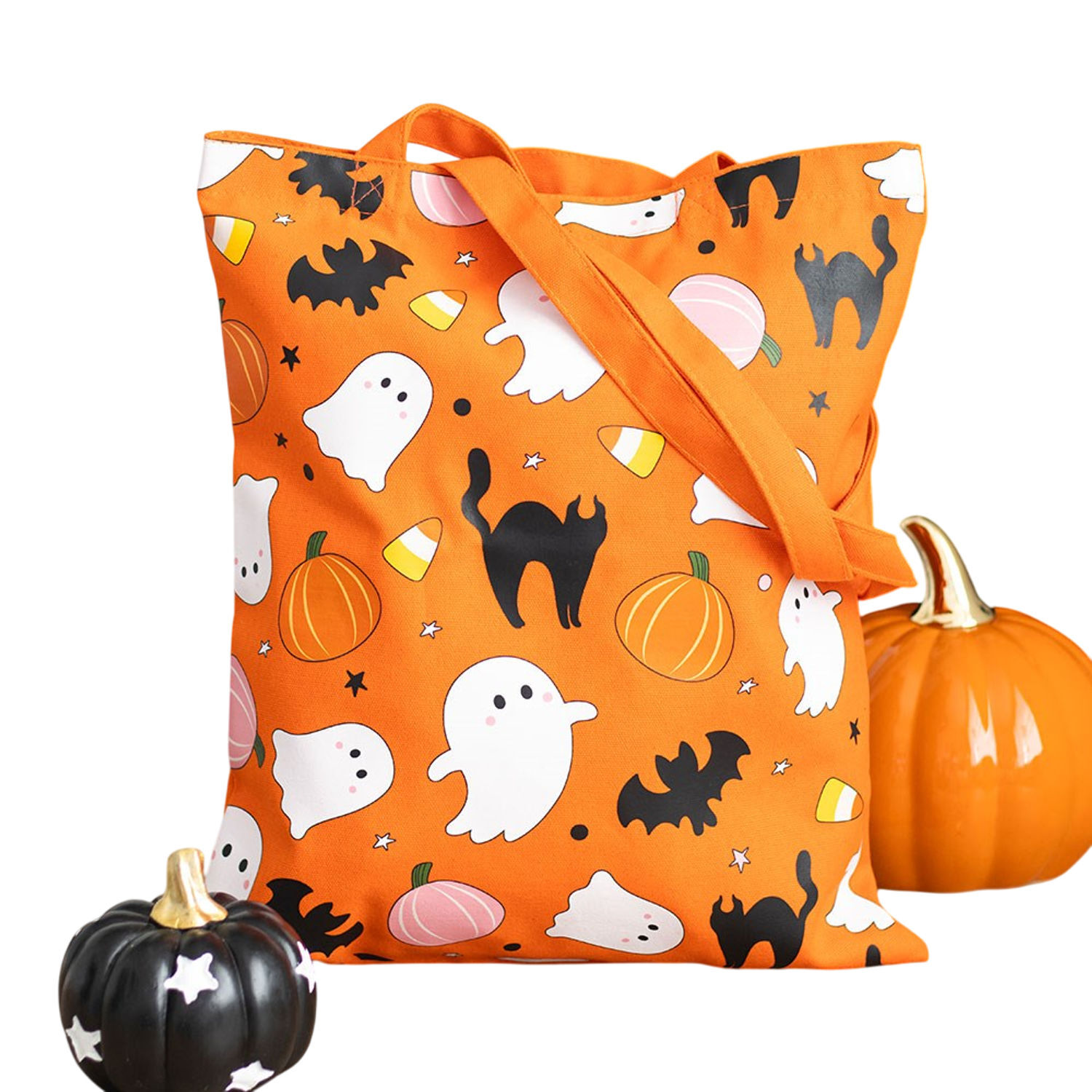 Something Different Sweet And Spooky Ghost Polycotton Tote Bag - Orange
