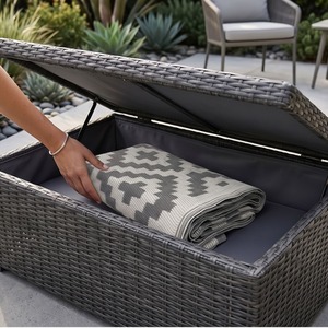 Grey / 300in Homescapes Outdoor Rug Luxury Waterproof Reversible Recycled, Grey Zoe Geometric shot 16397684