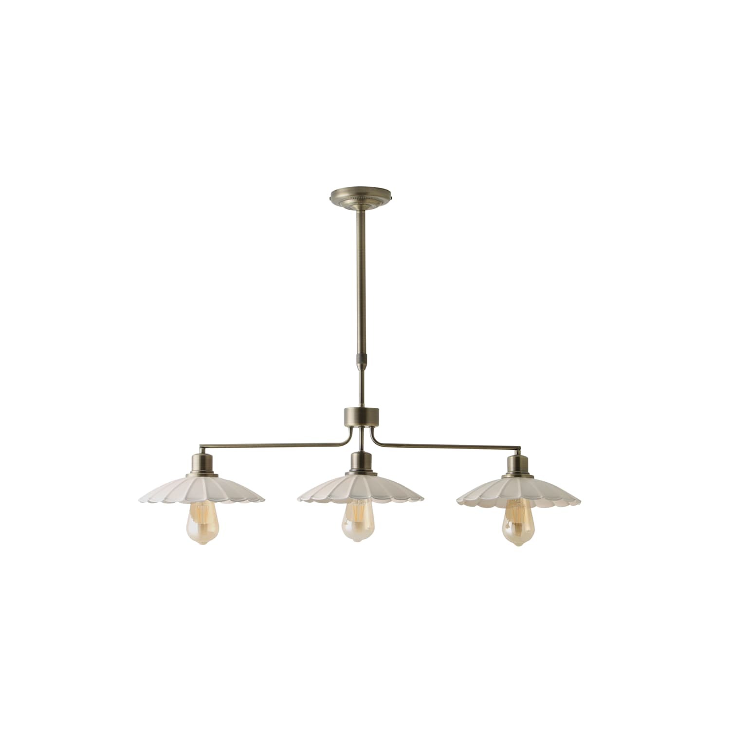 Valuelights Holborn Cream Scallop 3 Drop Diner Bar Ceiling Light / Yes - Cream / Yes