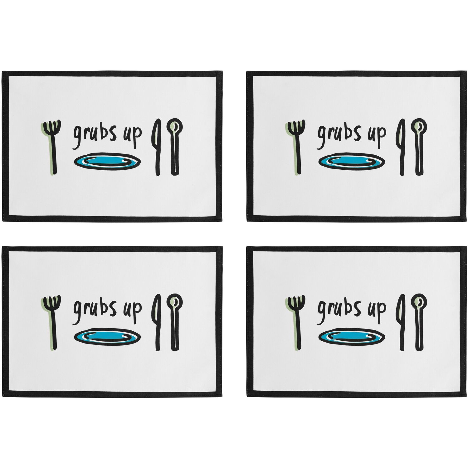 Maison By Premier Doodle Set Of Four Grubs Up Placemats - Assorted
