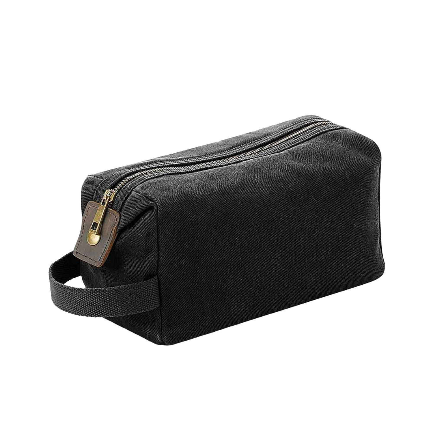 Quadra Heritage Leather Trim Toiletry Bag - Black