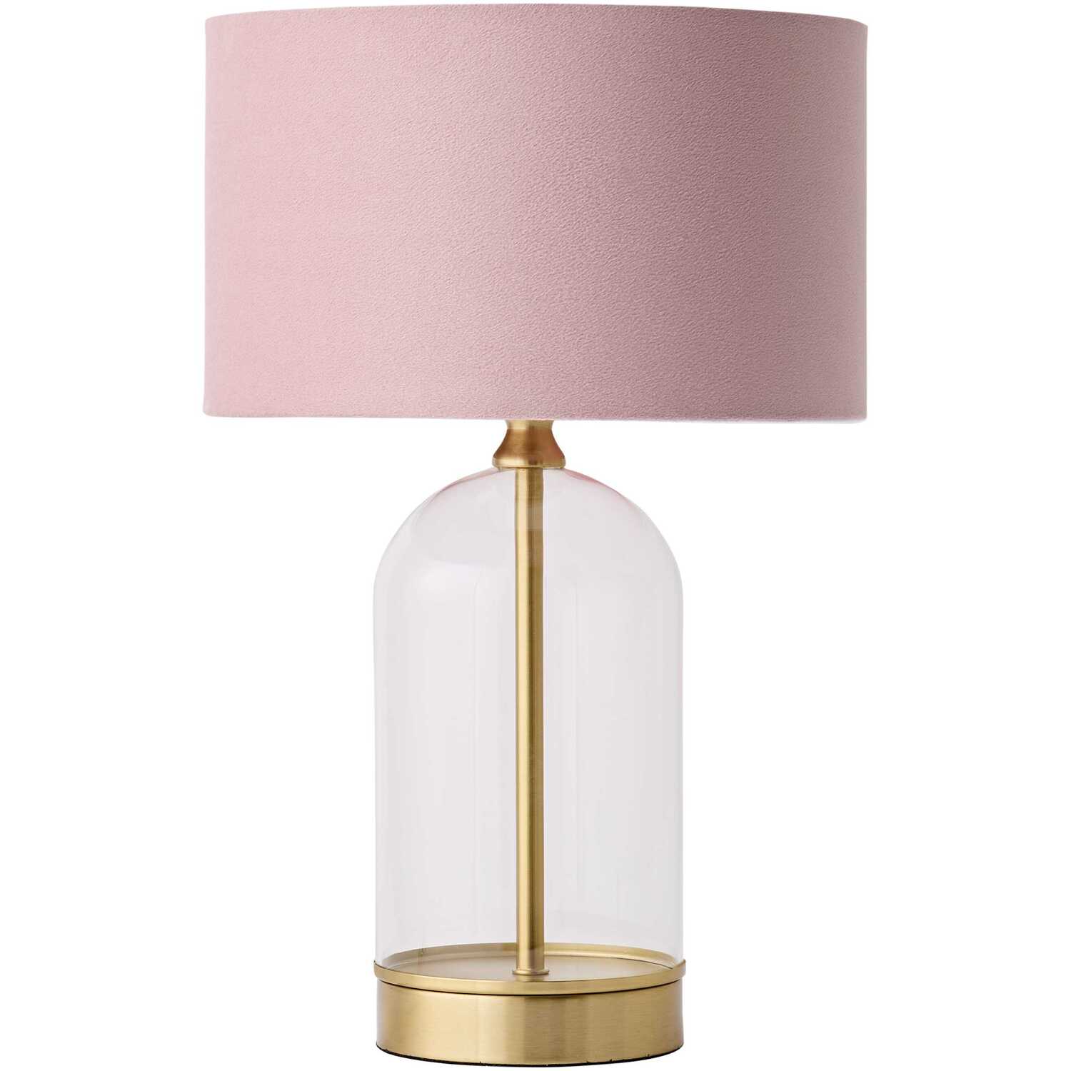 ValueLights | Glass and Gold Metal Table Lamp with a Pink Velvet Lampshade | Home Décor, Bedside & Desk Lamp | Includes Bulb [3000K Warm White] - Image 4
