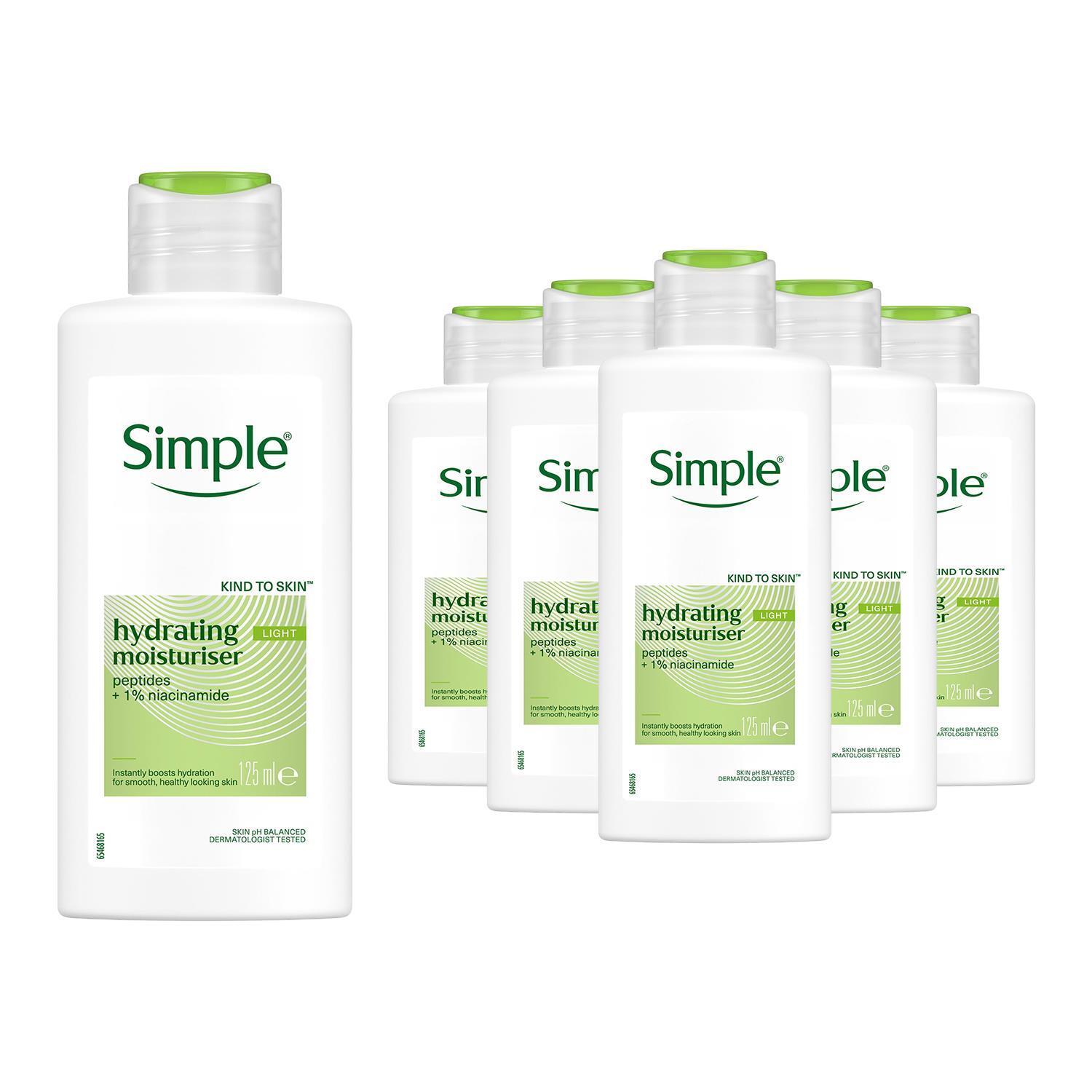 Simple (6X Of 125Ml) Kind To Skin 12H Hydrating Light Moisturiser For Sensitive Skin - Image 3