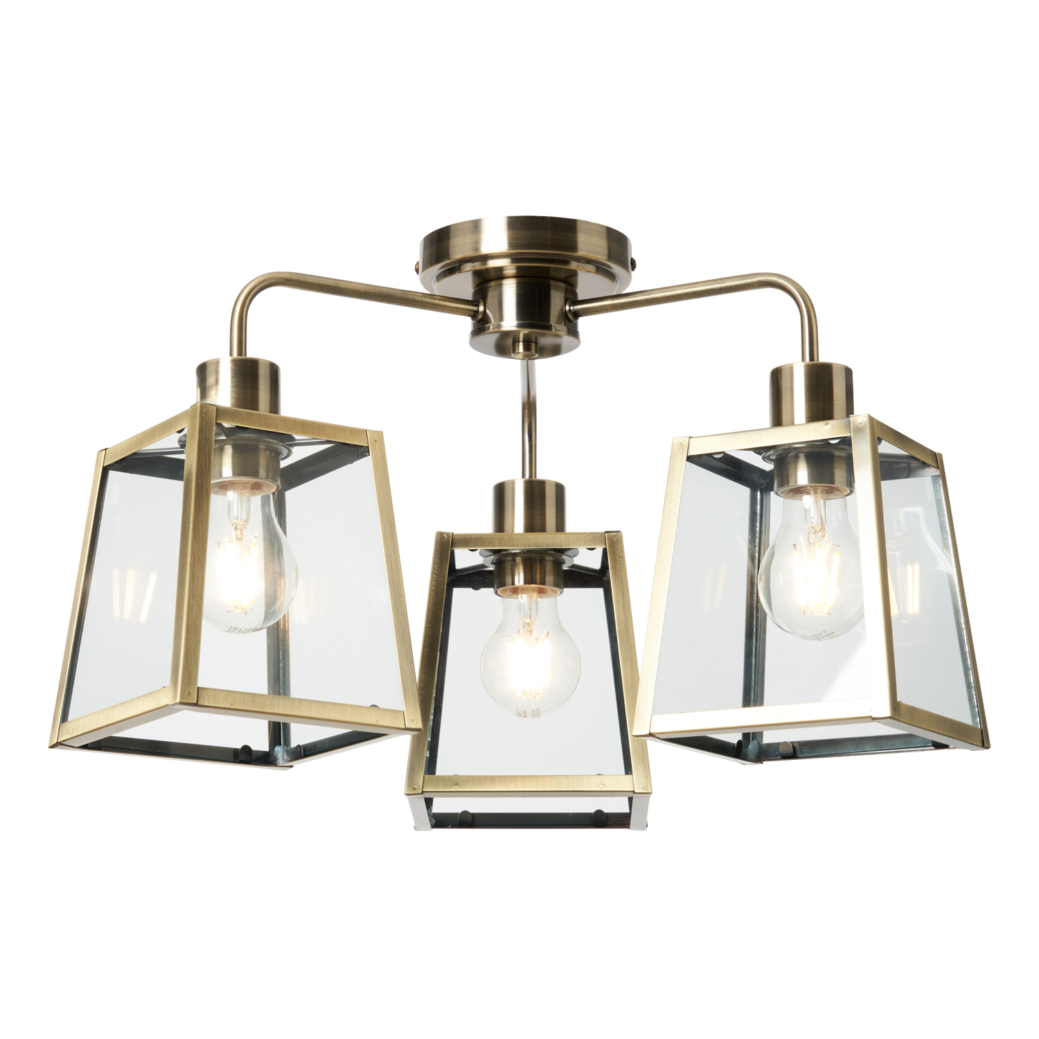 B&Q -  Emery Antique Brass 3 Arm Semi Flush Ceiling Light - Image 3