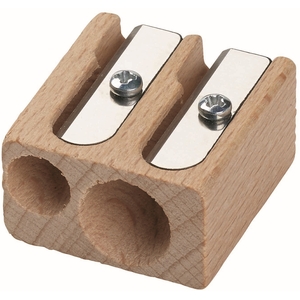 Double Hole Wooden Sharpener Model 0402, 8.2mm & 11.2mm - Untreated Beechwood for Precise Sharpening