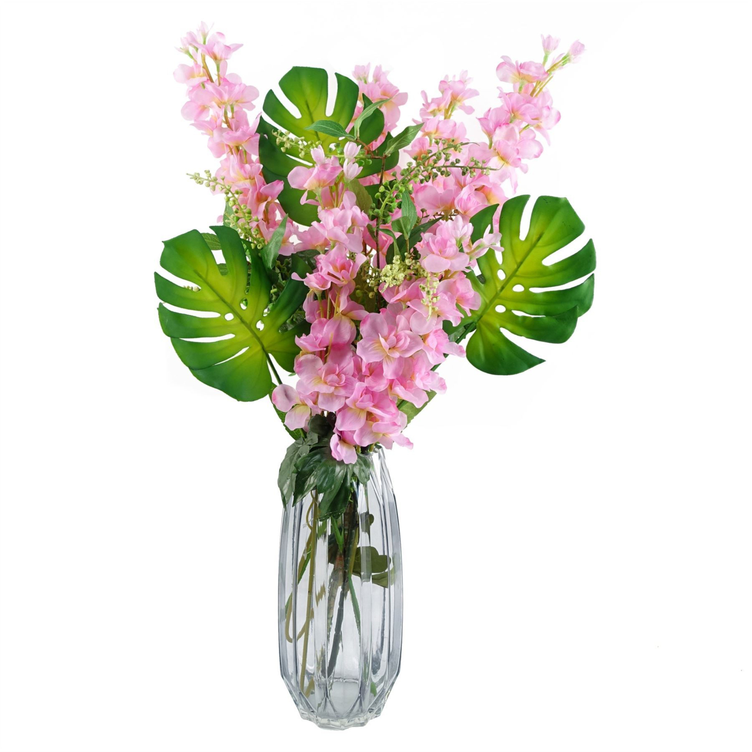 Pack Of 6 Realistic Monstera Leaf Wired Stems - Green