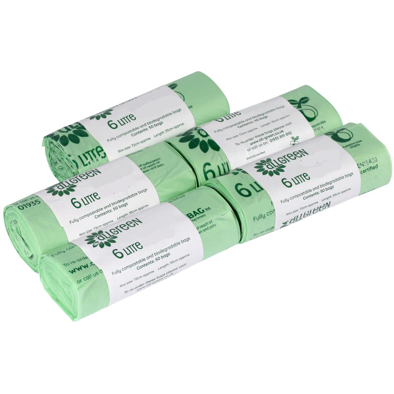 All-Green 6 Litre Compostable Food Waste Bin Liners - Green / 5