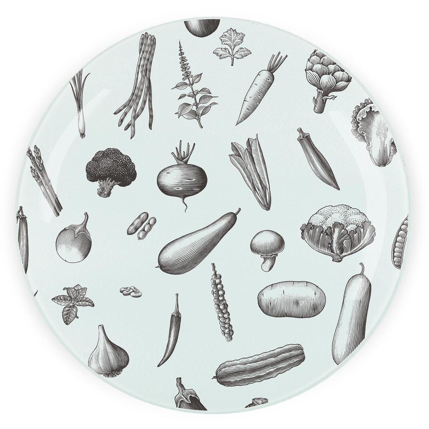 Image of Black & White Vegetables Textured Glass&hellip;