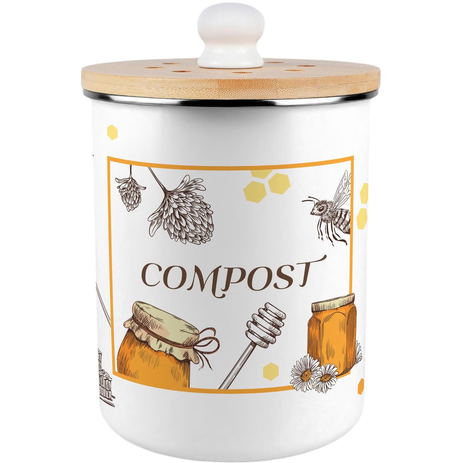 B&Q - Honey Bee Farm Compost CaddyMetal 2L Decorative Kitchen Food Waste Bin - Image 3
