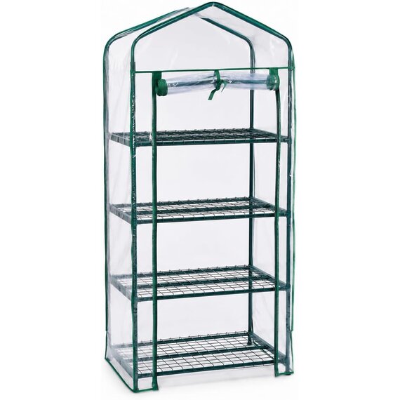 4 Tier Mini Greenhouse Walk-In Grow House with PVC Cover