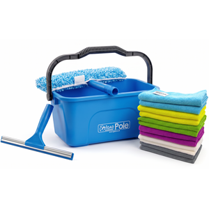 IGADPole Window Cleaning Bucket Kit with Squeegee, Microfibre Washer Head & Free Microfibre Cloths