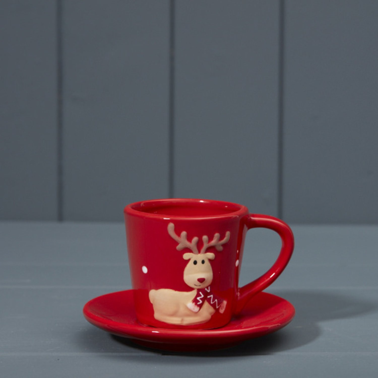 Image of Stylish Red Ceramic Cup with Saucer&hellip;