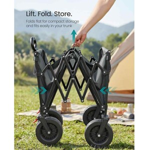 Foldable Camping Wagon Adjustable Handle, Grey