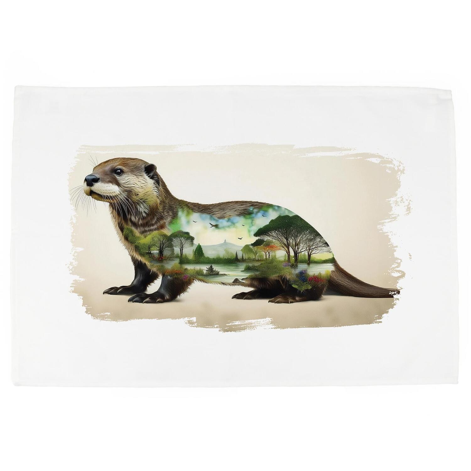 Surreal Otter Tea Towel - Countryside Animal Gifts - Cotton Kitchen Dish Towel - Image 2