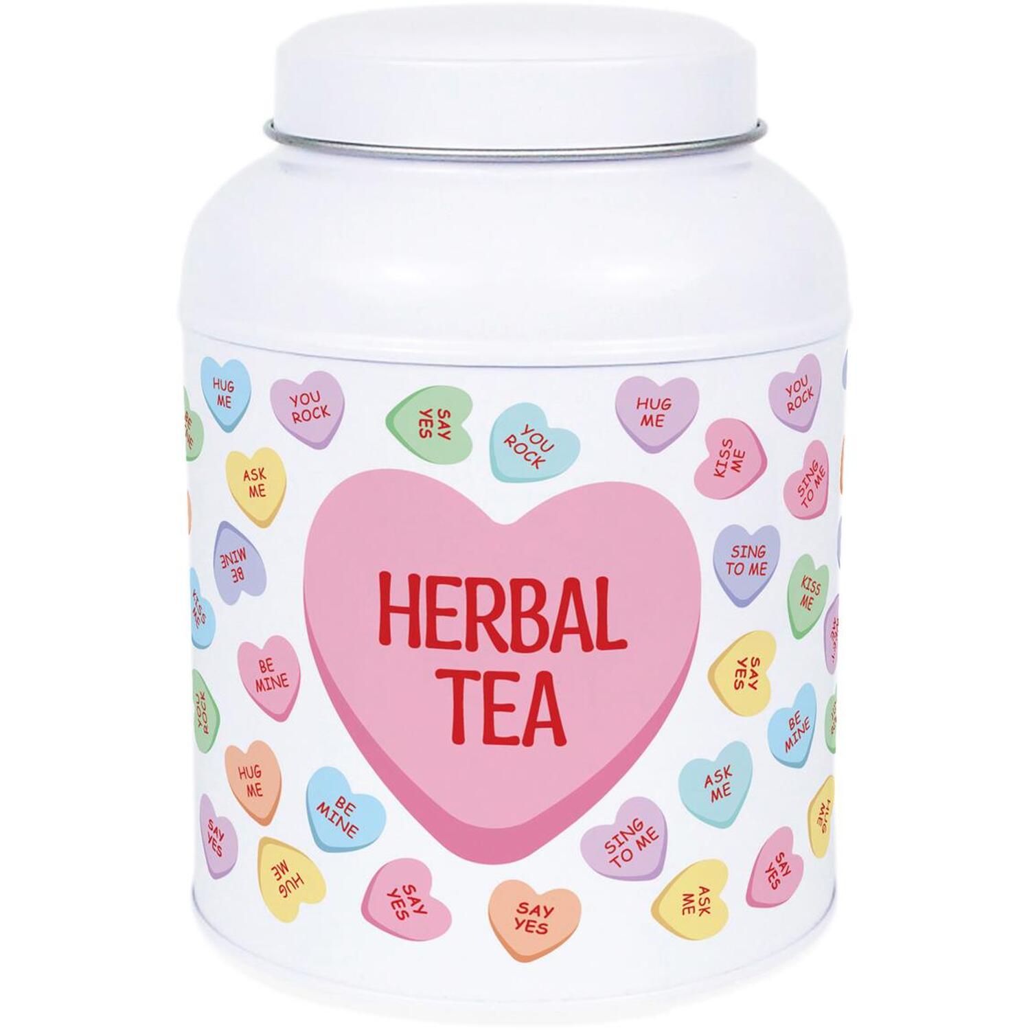Purely Home Heart Candy Hot Chocolate Canister - Small Domed Lid Kitchen Storage Tin - Herbal Tea