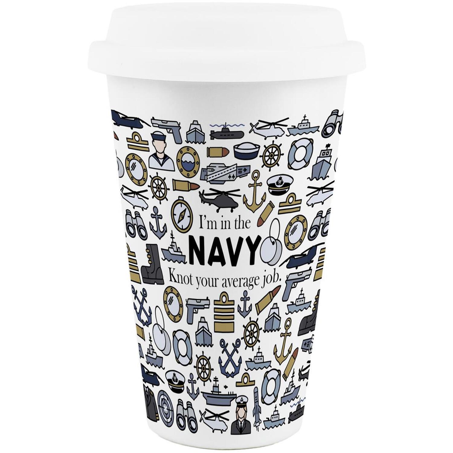 Image of Novelty Navy Ceramic Travel Mug -&hellip;